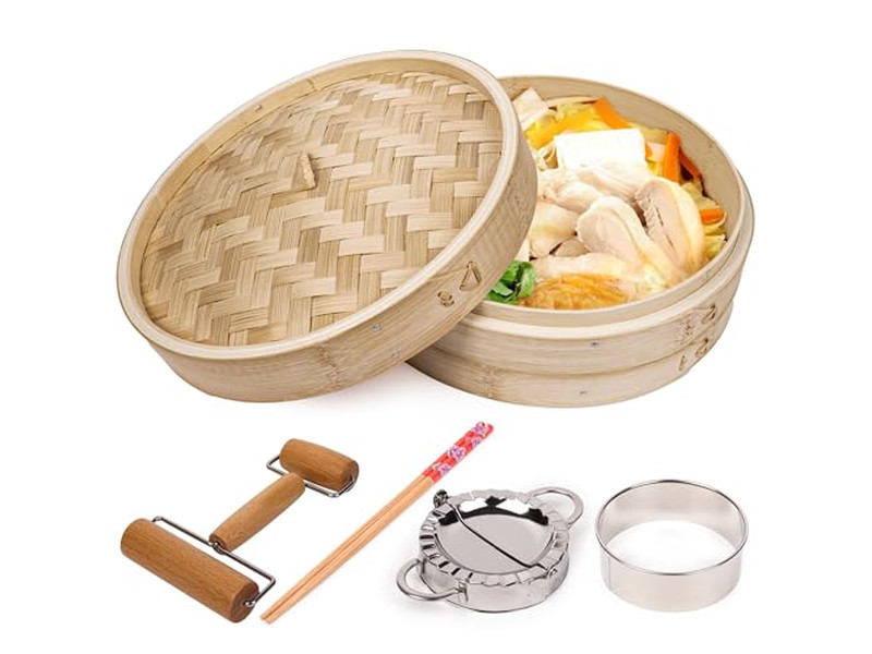 Dämpfer Dim Sum Bambus 10 Bambus-Dämpfkorb